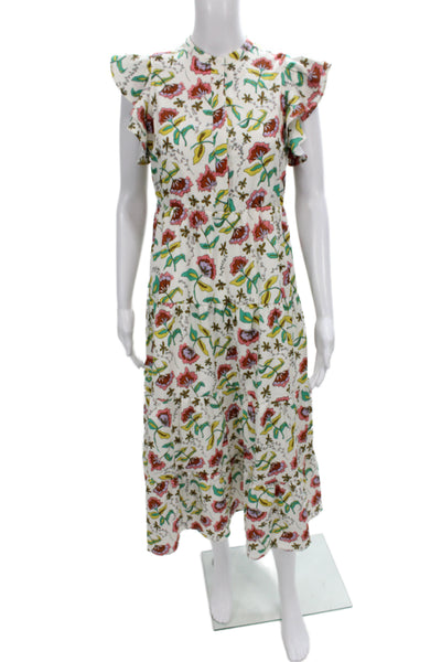 Crosby By Mollie Burch Women Maxi Floral Button Short Sleeve Dress Size 2XS