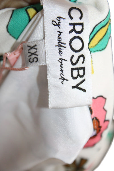 Crosby By Mollie Burch Women Maxi Floral Button Short Sleeve Dress Size 2XS