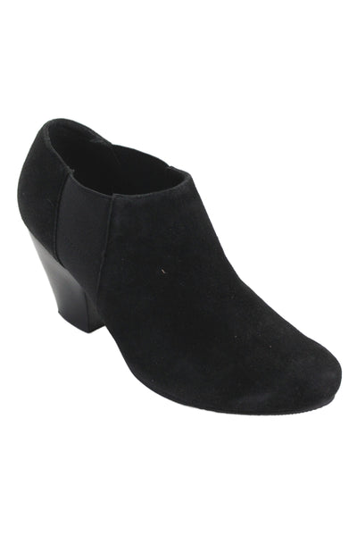 Vaneli Womens Suede Round Toe Ankle Booties Black Size 7M