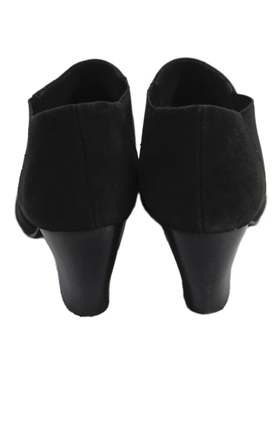 Vaneli Womens Suede Round Toe Ankle Booties Black Size 7M