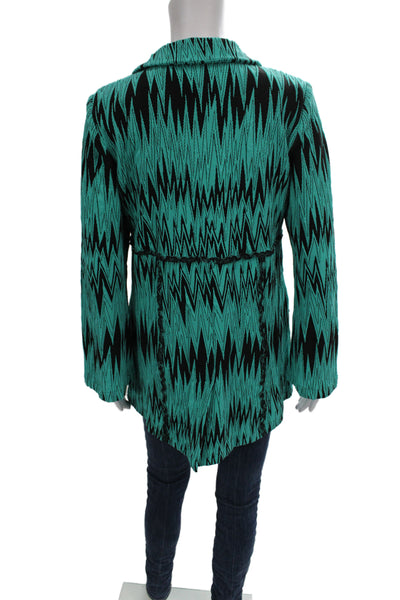 Andria Lieu Women Basic Jacket Green Geometric Nylon Long Sleeve Size PM
