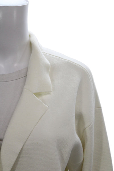 Moth Womens Ivory Basic Jacket Long Sleeve Button 65% Cotton Minimalist Size S