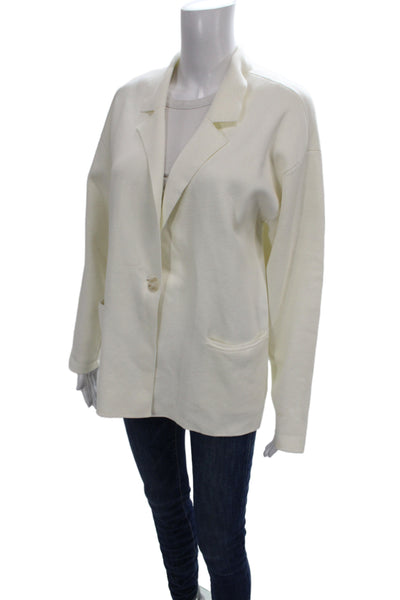 Moth Womens Ivory Basic Jacket Long Sleeve Button 65% Cotton Minimalist Size S