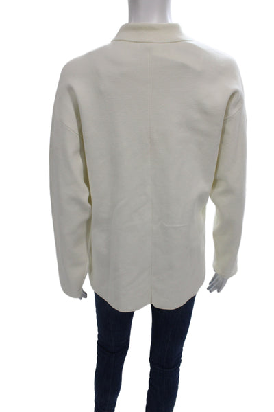 Moth Womens Ivory Basic Jacket Long Sleeve Button 65% Cotton Minimalist Size S