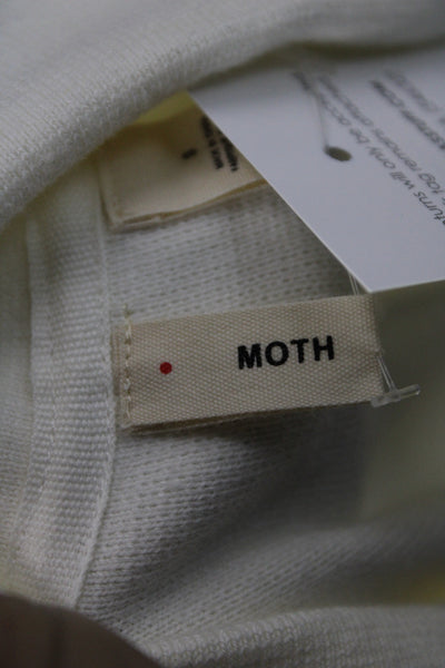 Moth Womens Ivory Basic Jacket Long Sleeve Button 65% Cotton Minimalist Size S