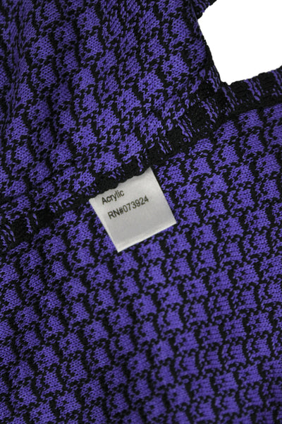Ming Wang Womens Purple Geometric Cardigan Acrylic 3/4 Sleeve Open Front Size S