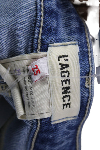L'Agence Womens Cropped Jeans Blue Cotton Mid Rise Size 25