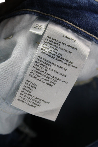 L'Agence Womens Cropped Jeans Blue Cotton Mid Rise Size 25
