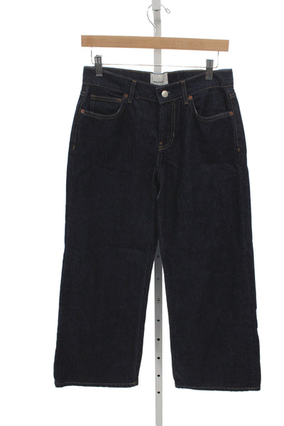 Reformation Women Blue Wide-Leg Jeans Mid Rise Cotton Blend Size 25