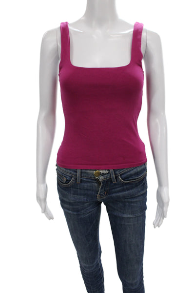 Free People Women Basic Pink Square Neck Sleeveless Tank 95% Cotton Size XS