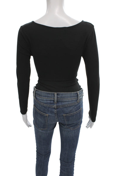 BB Dakota Womens One Piece Scoop Neck Long Sleeve Black Size XS