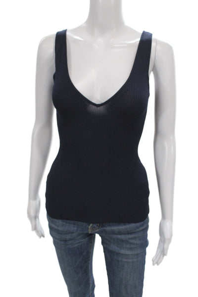 360 Sweater Women V-Neck Sleeveless Pullover Sweater Blue 65% Rayon Size XS
