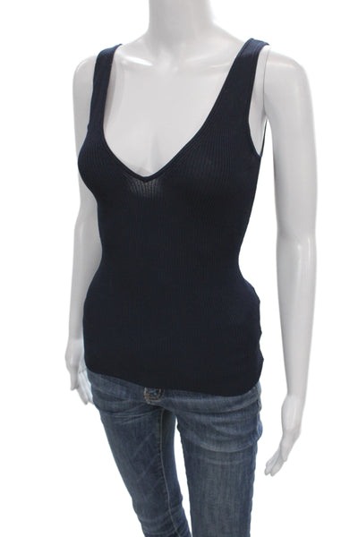 360 Sweater Women V-Neck Sleeveless Pullover Sweater Blue 65% Rayon Size XS