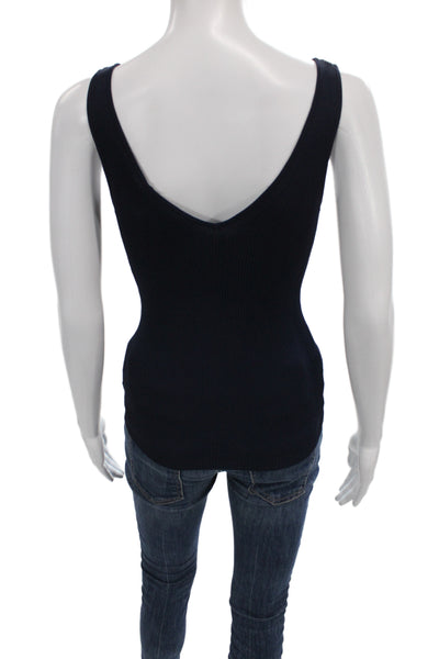 360 Sweater Women V-Neck Sleeveless Pullover Sweater Blue 65% Rayon Size XS