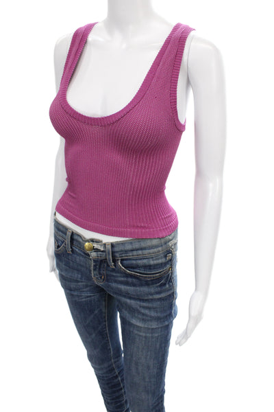 Free People Women Basic Purple Sleeveless Scoop Neck Tank Pullover Size XS