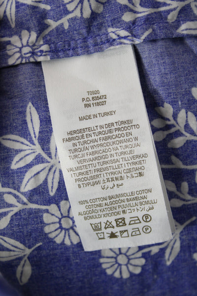 Boden Women Tunic Blouse Blue Floral High Neck Long Sleeve 100% Cotton Size 2