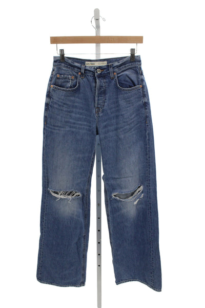 Grlfrnd Womens Straight Jeans Blue High Waist 30in Inseam 100% Cotton Size 23
