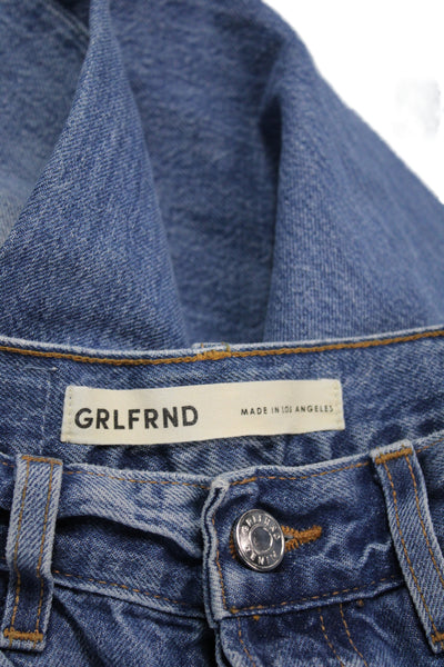 Grlfrnd Womens Straight Jeans Blue High Waist 30in Inseam 100% Cotton Size 23