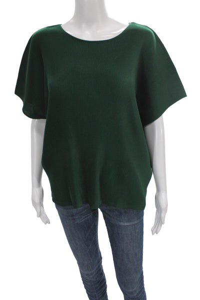 Pleats Please Issey Miyake Women Green Tunic Blouse Short Sleeve Size L