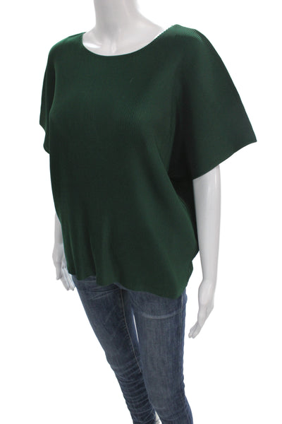 Pleats Please Issey Miyake Women Green Tunic Blouse Short Sleeve Size L