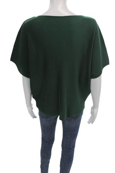 Pleats Please Issey Miyake Women Green Tunic Blouse Short Sleeve Size L