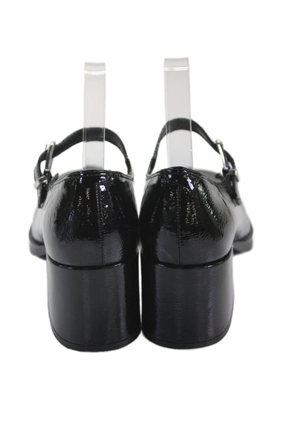 Steve Madden Womens Leather Buckled Strap Mary Jane Block Heels Black Size 9