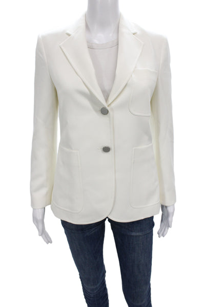 Theory Womens Basic Jacket White Button Long Sleeve Polyester Size 4