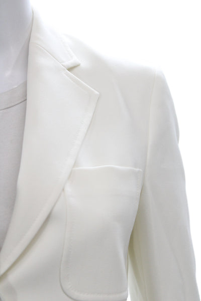 Theory Womens Basic Jacket White Button Long Sleeve Polyester Size 4