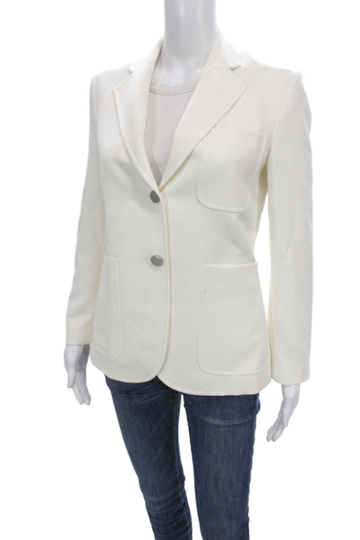 Theory Womens Basic Jacket White Button Long Sleeve Polyester Size 4