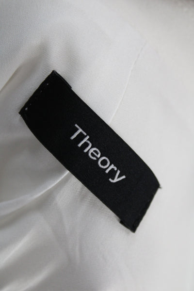 Theory Womens Basic Jacket White Button Long Sleeve Polyester Size 4
