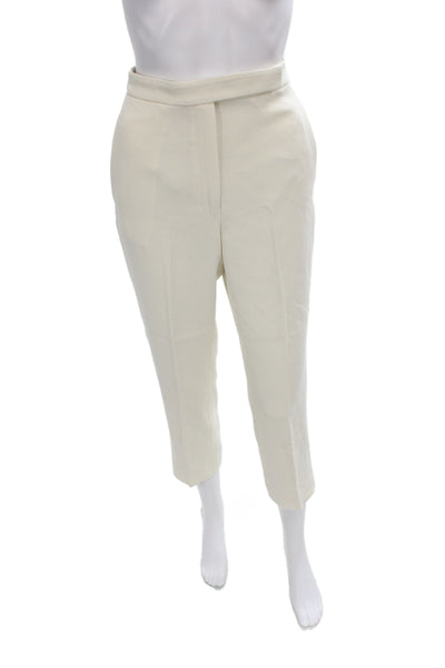 Theory Womens Cropped Ivory Pants 70% Triacetate Button Size 2