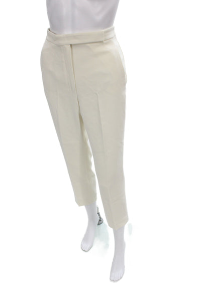 Theory Womens Cropped Ivory Pants 70% Triacetate Button Size 2