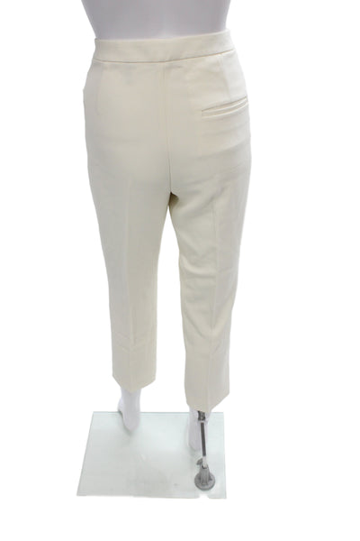 Theory Womens Cropped Ivory Pants 70% Triacetate Button Size 2
