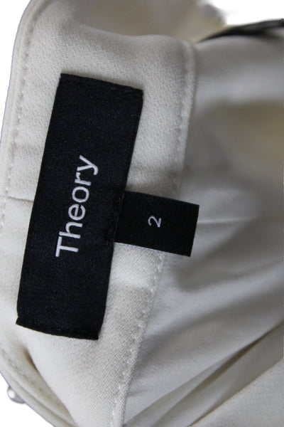 Theory Womens Cropped Ivory Pants 70% Triacetate Button Size 2