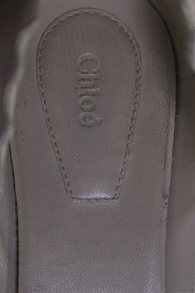 Chloe Womens Leather Scalloped Slide On Pumps Nude Beige Size 35 5