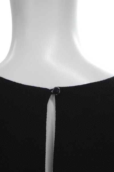 Club Monaco Women Black Cropped Blouse Short Sleeve Round Neck Solid Size M