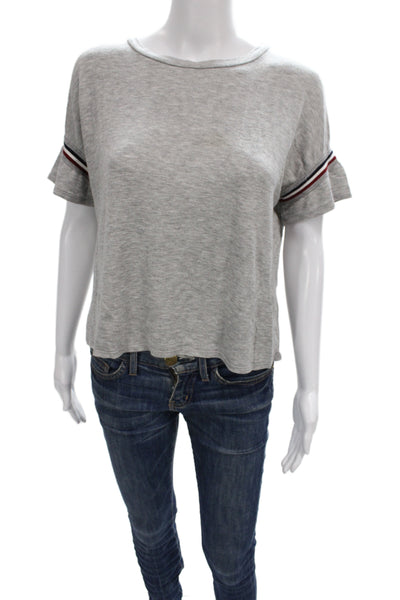 Aqua Womens Gray Cotton Blend Basic T Shirt Crew Neck Short Sleeve Size S