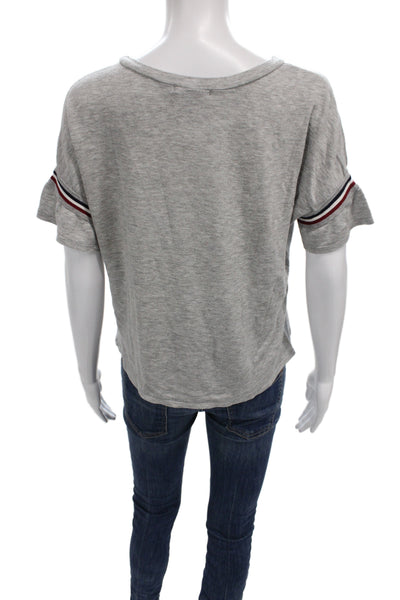 Aqua Womens Gray Cotton Blend Basic T Shirt Crew Neck Short Sleeve Size S