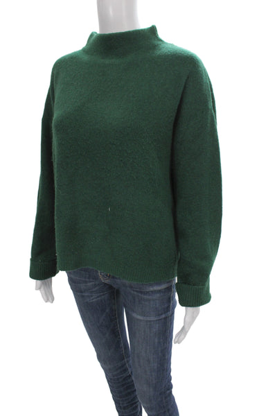 MNG Women Pullover Mock Neck Long Sleeve Green Sweater Size M