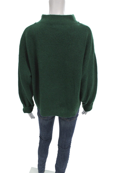 MNG Women Pullover Mock Neck Long Sleeve Green Sweater Size M