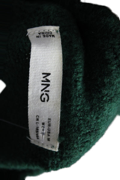 MNG Women Pullover Mock Neck Long Sleeve Green Sweater Size M