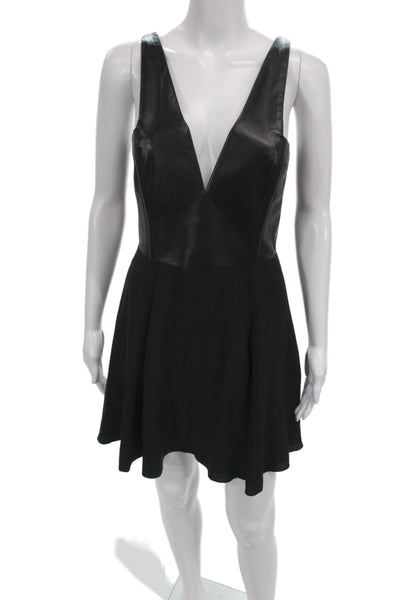 Mason Womens Mini Cocktail Dress Black Silk V-Neck Sleeveless Size 6