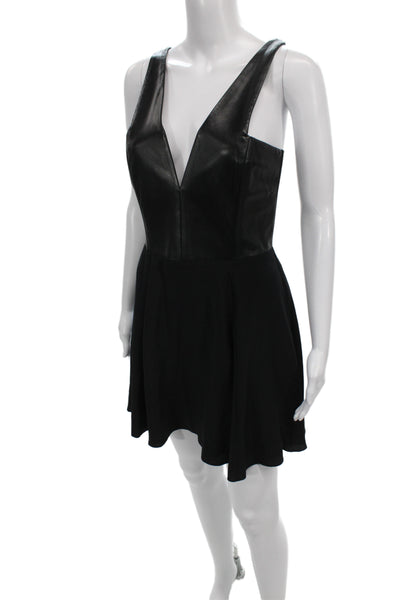 Mason Womens Mini Cocktail Dress Black Silk V-Neck Sleeveless Size 6