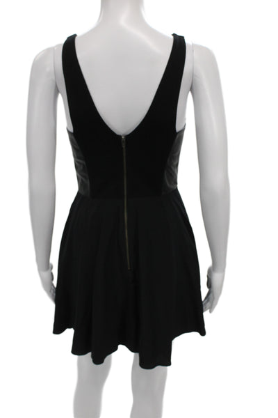 Mason Womens Mini Cocktail Dress Black Silk V-Neck Sleeveless Size 6