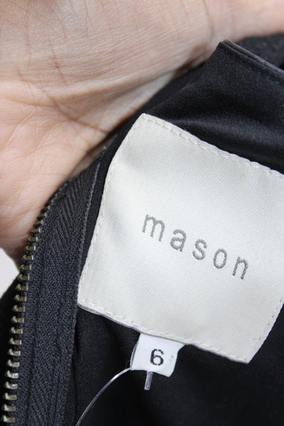 Mason Womens Mini Cocktail Dress Black Silk V-Neck Sleeveless Size 6