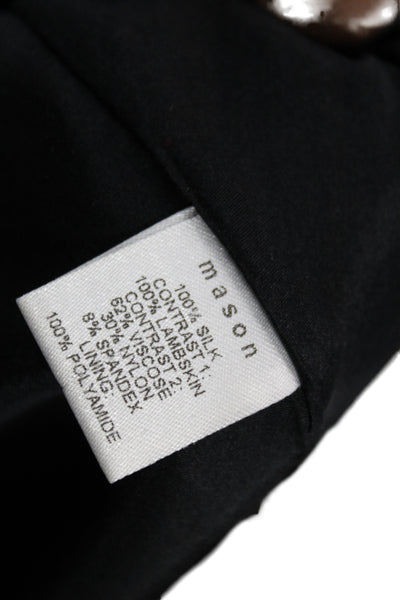 Mason Womens Mini Cocktail Dress Black Silk V-Neck Sleeveless Size 6