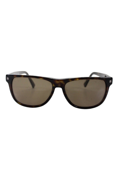 Ermenegildo Zegna Womens Embossed Tortoise Print Polarized Sunglasses Black 145"