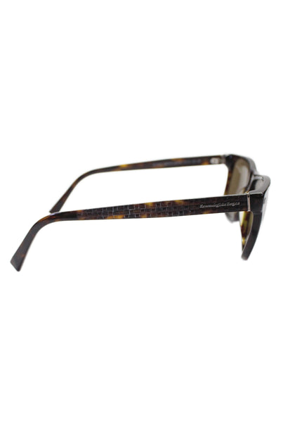 Ermenegildo Zegna Womens Embossed Tortoise Print Polarized Sunglasses Black 145"
