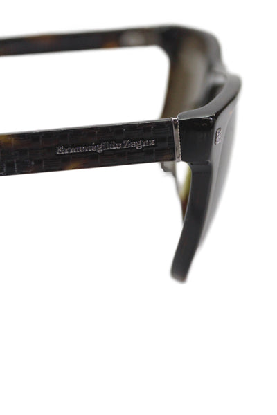 Ermenegildo Zegna Womens Embossed Tortoise Print Polarized Sunglasses Black 145"