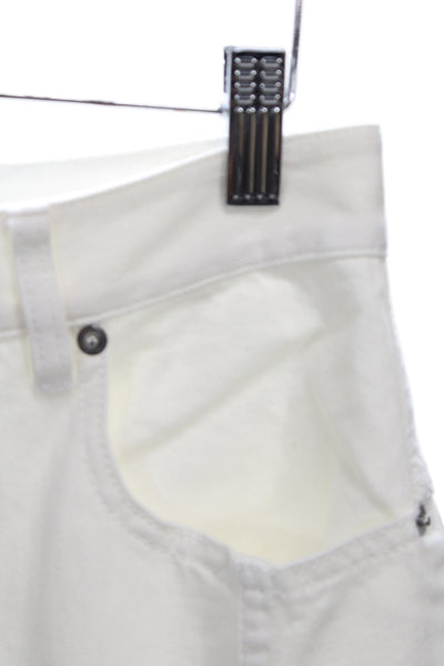 Tibi Women Straight Jeans White High Rise 26 Inseam 100% Cotton Size 25